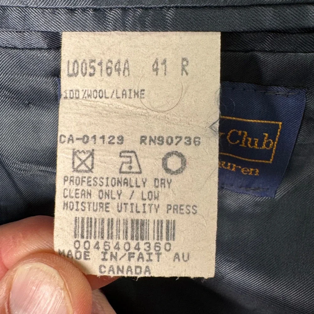 Vintage Ralph Lauren Polo University Club Blazer‎ 41R Navy Wool USA Made Preppy